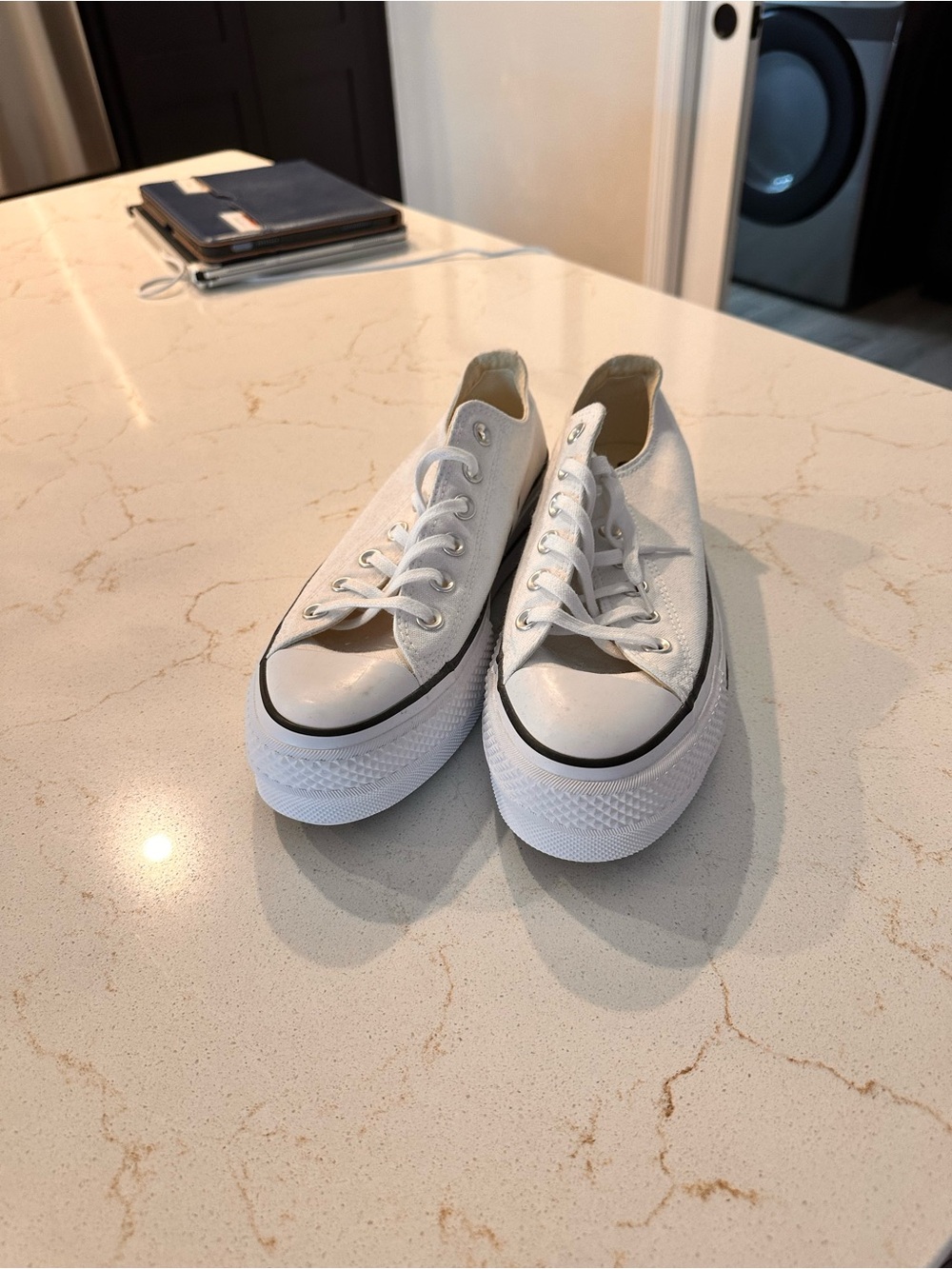 Converse White Low-Top Platform Canvas Sneakers